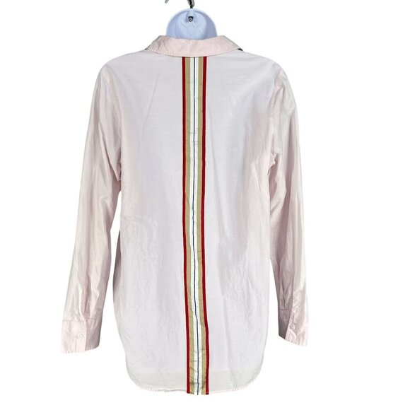 Athleta Women M Pale Pink Button Up Blouse Long Sleeve Back Stripe Casual Office - Picture 2 of 16